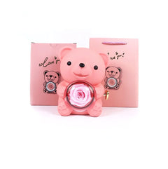 Rotating Bear Rose Jewelry Gift Box